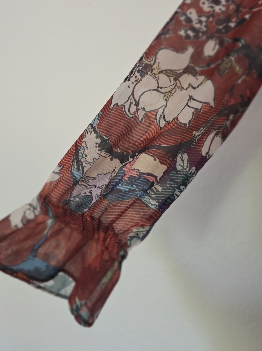 ANTHROPOLOGIE Hemant & Nandita Zeri Bird Floral Peasant Dress Rust Orange - Picture 9 of 12